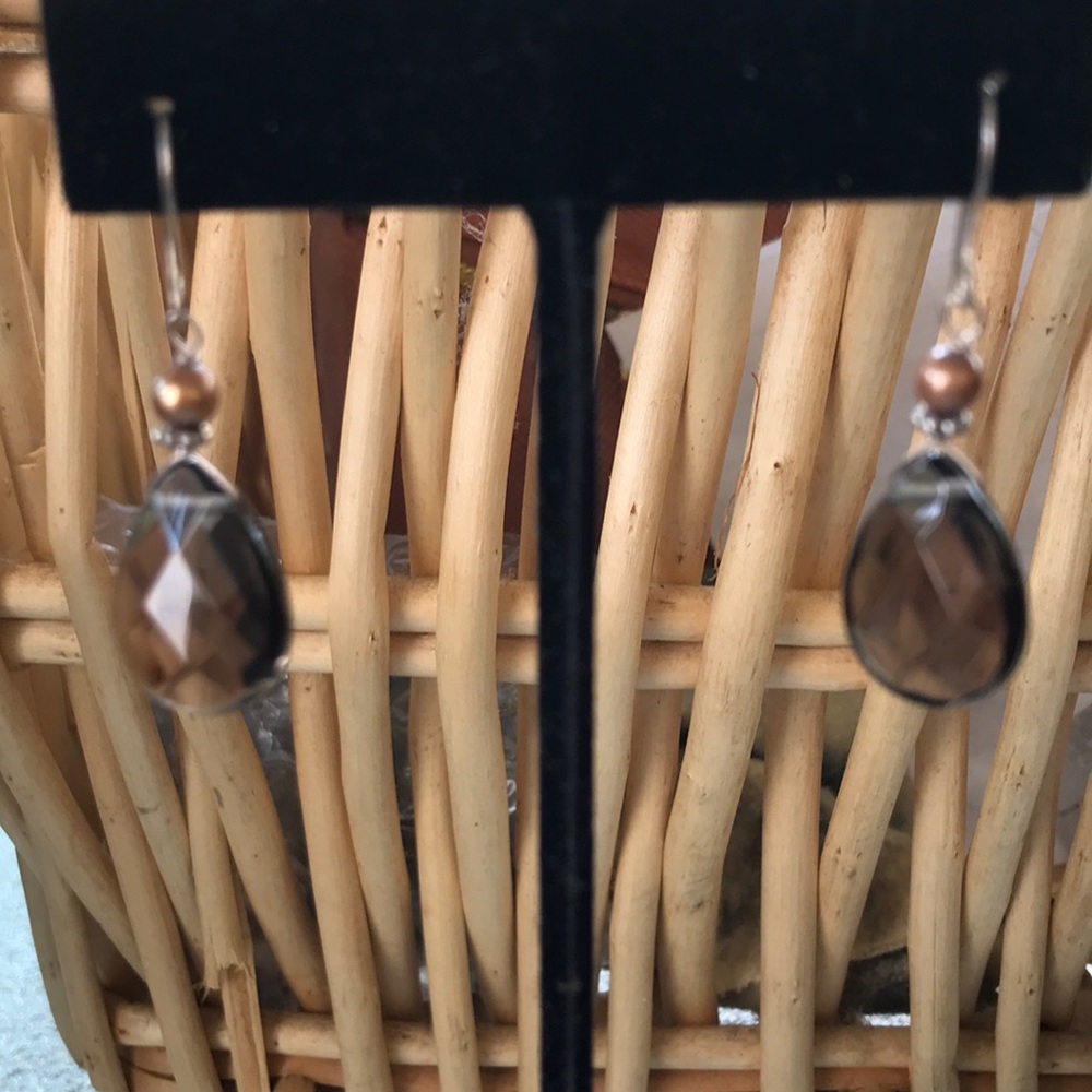 Sterling Silver - Smoky Quartz Briolettes - 1-1/2” Drop.